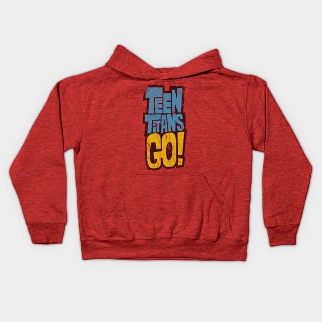 Teen Titans Go! Logo (weathered and worn) Kids Hoodie by GraphicGibbon